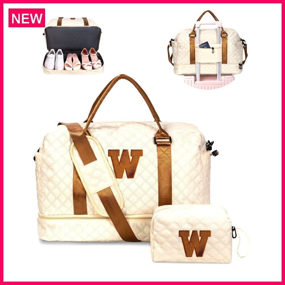 Personalized Monogram Weekender Duffle Bag with Wet Pocket and Shoe Compartment
